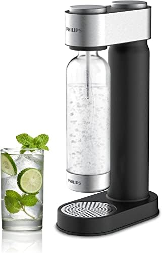 Philips Stainless Sparkling Water Maker Soda Maker Machine for Home Carbonating with BPA free PET 1L Carbonating Bottle, Compatible with Any Screw-in 60L CO2 Exchange Carbonator(NOT Included), Black Home & Kitchen